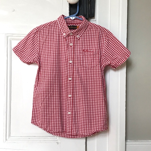 Red Gingham Boy’s Short Sleeve Button Down - Picture 1 of 4